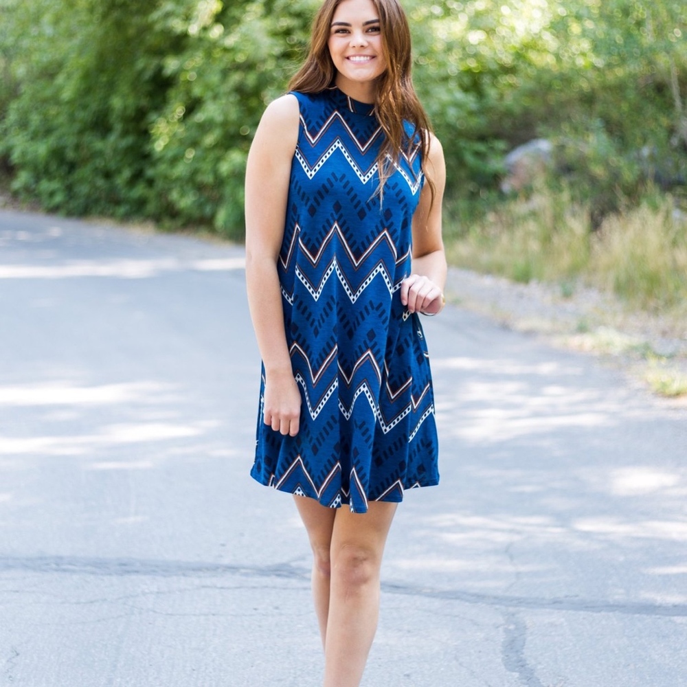 Teal Chevron Dress